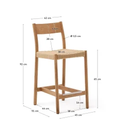 Kave Home Barstoel Yalia Eikenhout Naturel Met Rugleuning 65cm
