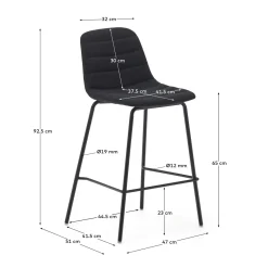 Kave Home Barstoel Zunilda Zwart Chenille