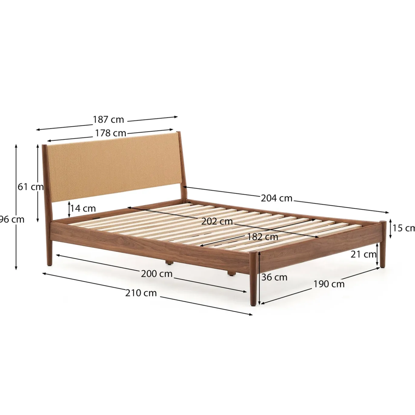 Kave Home Bedframe Elan Notenhout 180x200cm