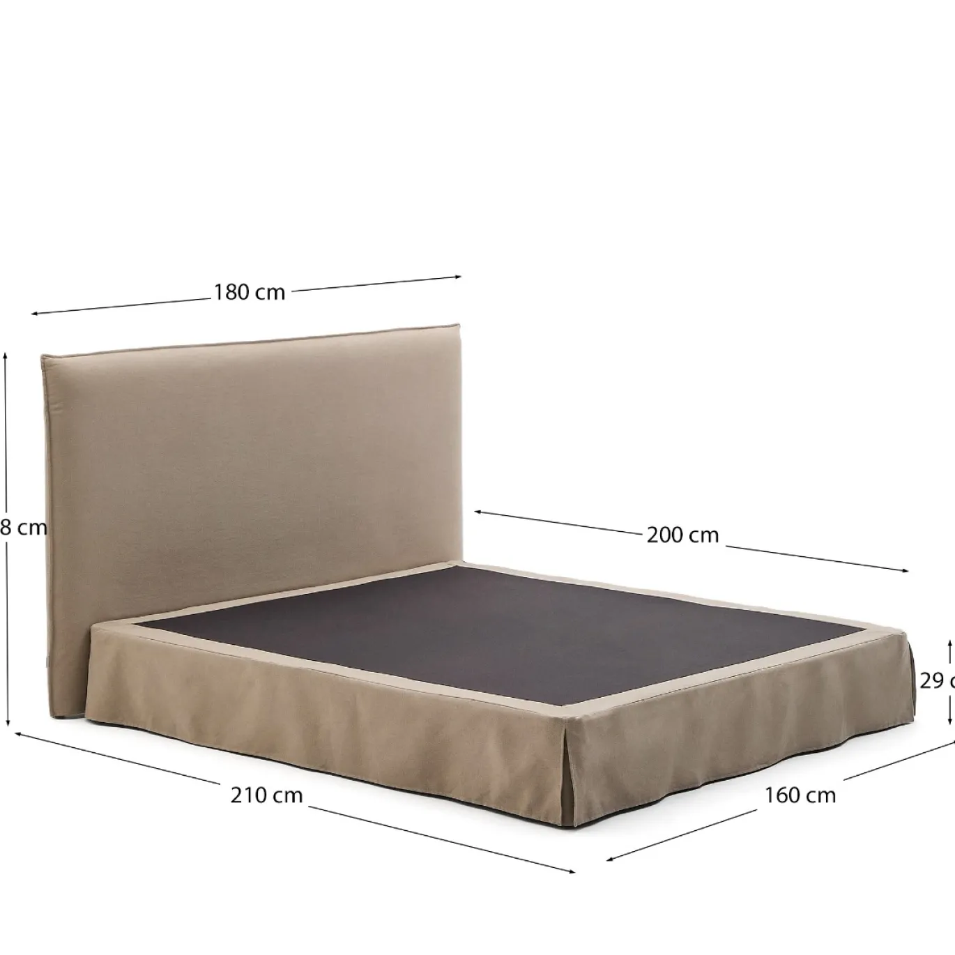 Kave Home Bed Jaira Taupe 160x200cm