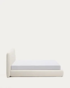 Kave Home Bed Martina met Afneembare Hoes Ecru Chenille voor Matras 180x200cm