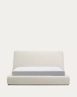 Kave Home Bed Martina met Afneembare Hoes Ecru Chenille voor Matras 160x200cm