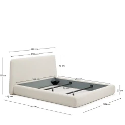Kave Home Bed Martina met Afneembare Hoes Ecru Chenille voor Matras 160x200cm