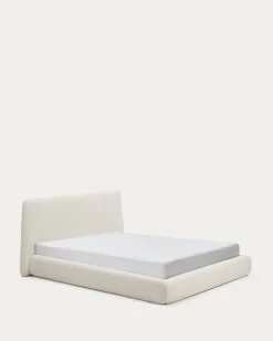 Kave Home Bed Martina met Afneembare Hoes Ecru Chenille voor Matras 160x200cm