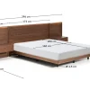 Kave Home Bed Norlen met 2 Nachtkastjes Walnootfineer Bruin en Led-licht voor Matras 160x200cm