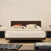 Kave Home Bed Norlen Walnootfineer Bruin en Led-licht voor Matras 160x200cm