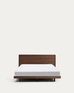Kave Home Bed Norlen Walnootfineer Bruin en Led-licht voor Matras 160x200cm