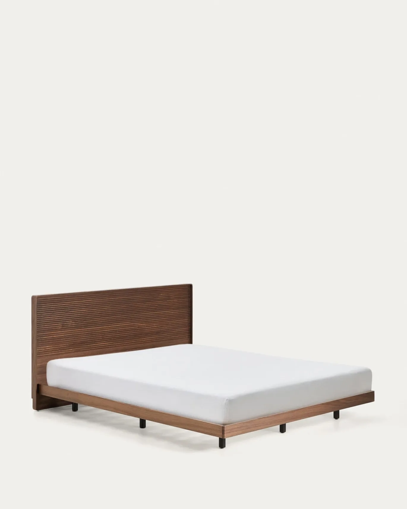 Kave Home Bed Norlen Walnootfineer Bruin en Led-licht voor Matras 160x200cm