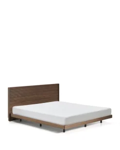 Kave Home Bed Norlen Walnootfineer Bruin en Led-licht voor Matras 180x200cm