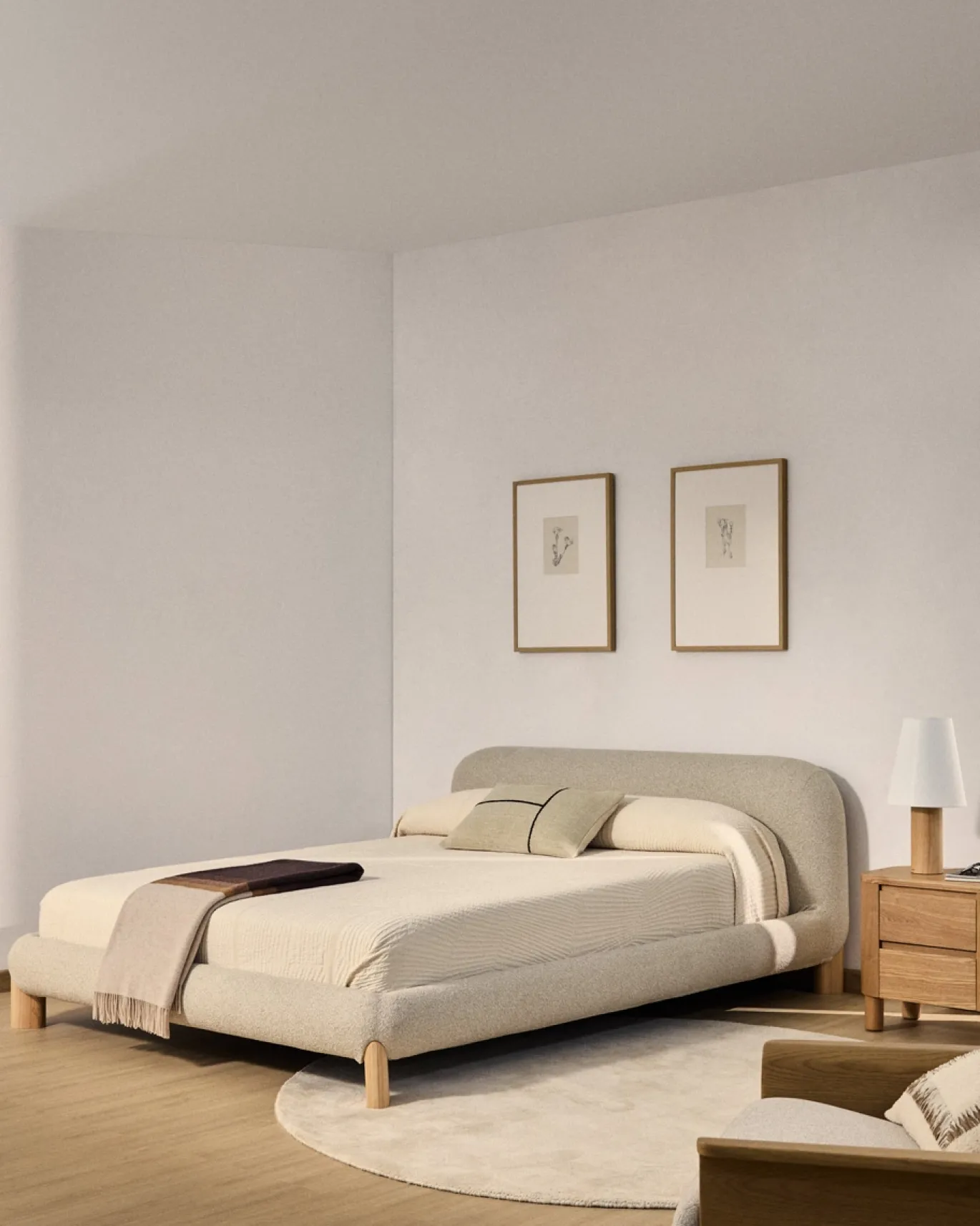 Kave Home Bed Odina Bouclé Ecru 160x200cm