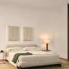 Kave Home Bed Odina Ecru Bouclé Afneembare Hoes Beige Essenhout voor Matras 160x200cm