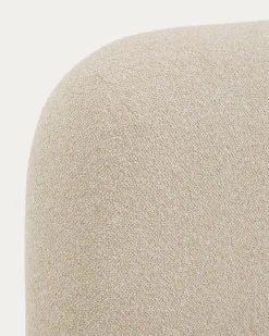 Kave Home Bed Odina Ecru Bouclé Afneembare Hoes Beige Essenhout voor Matras 160x200cm
