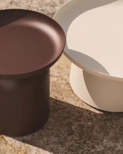 Kave Home Bijzettafel Arcola Aluminium Donkerbruin Ø45cm