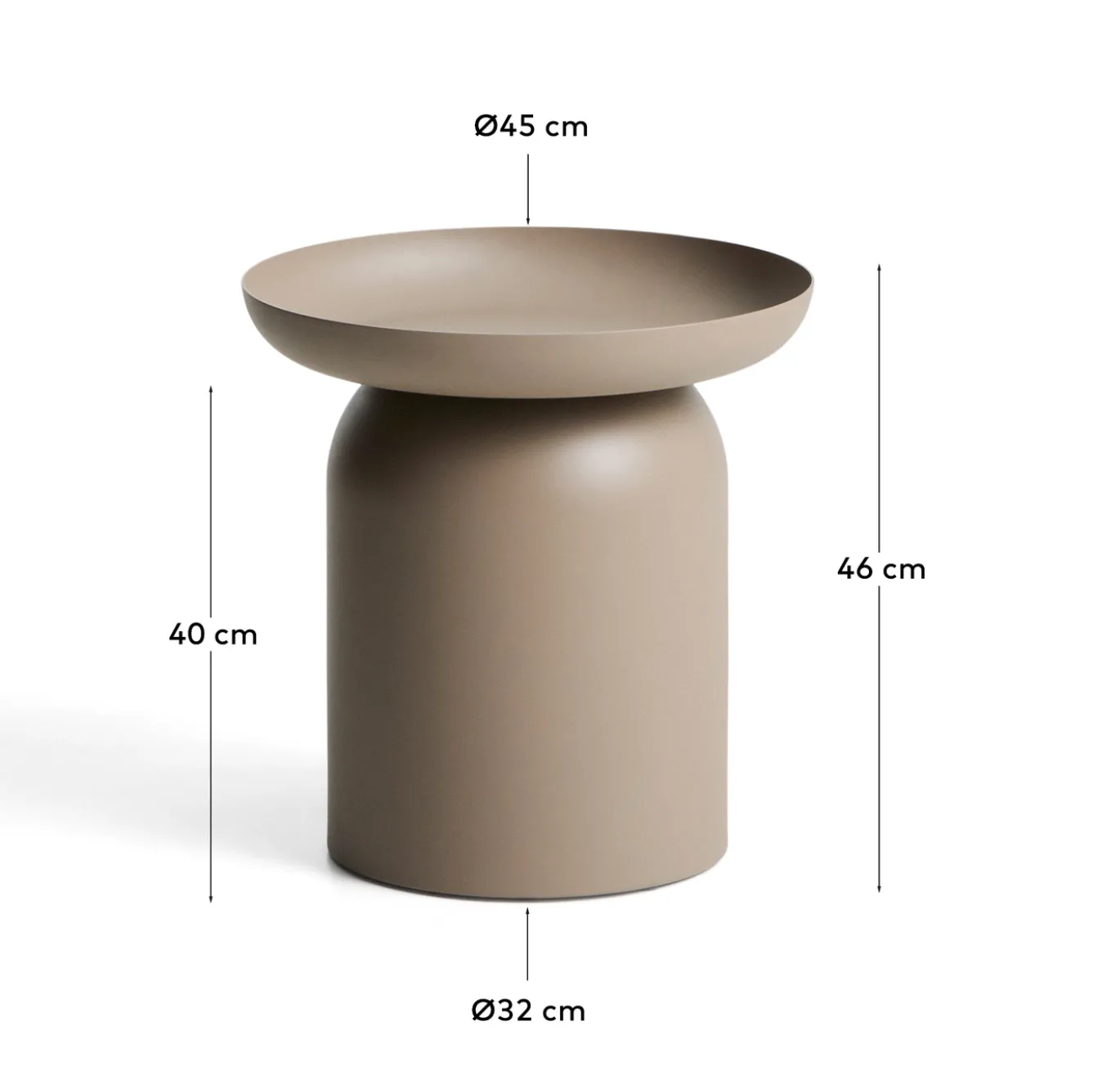 Kave Home Bijzettafel Arcola Aluminium Taupe Ø45cm