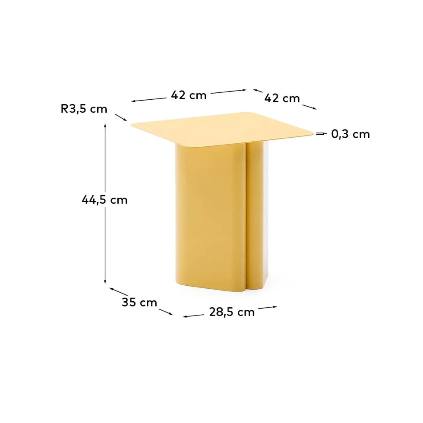 Kave Home Bijzettafel Arvin Geel 42x42cm
