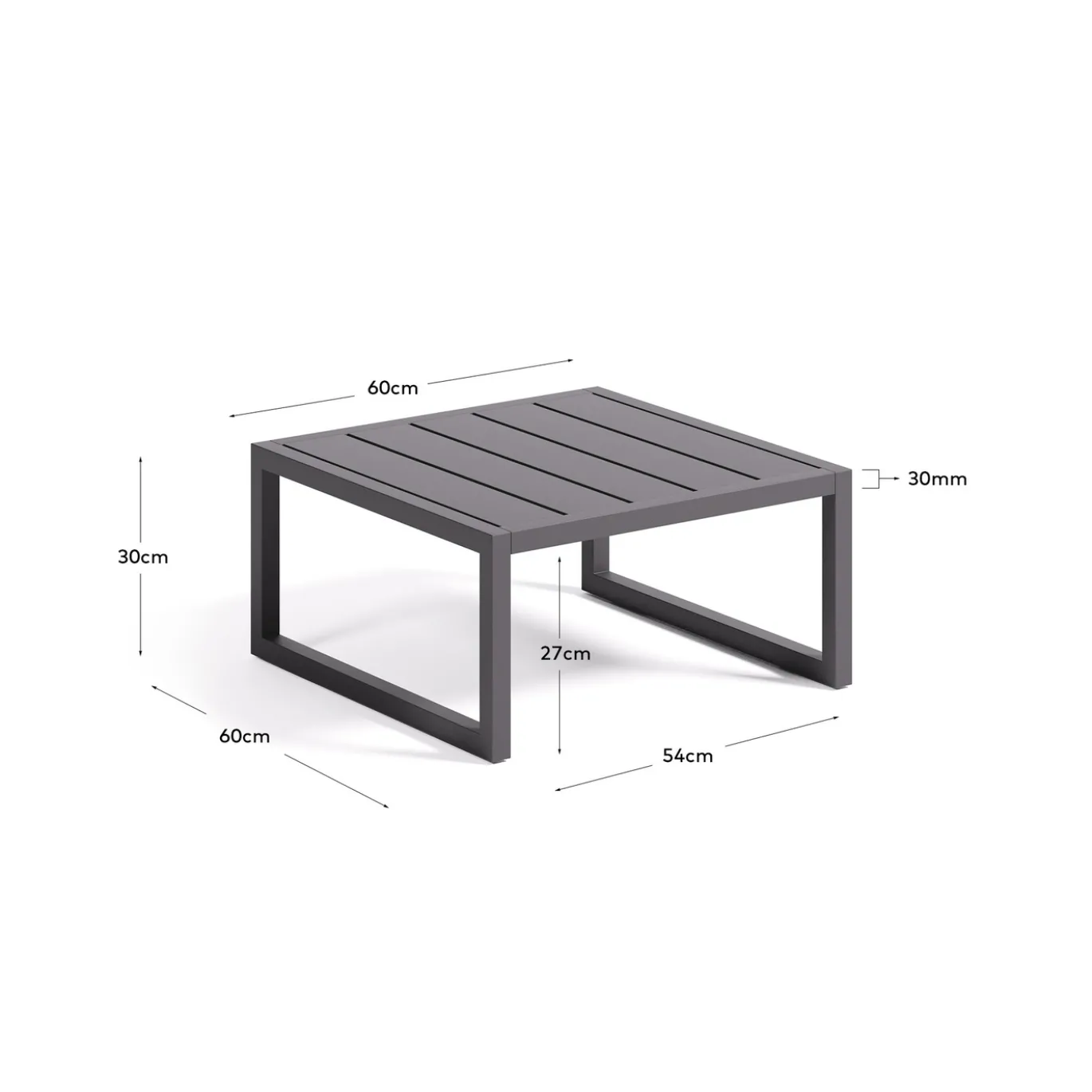 Kave Home Bijzettafel Comova Outdoor Zwart Aluminium 60x60cm