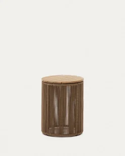 Kave Home Bijzettafel Dandara Staal Beige Touw Ø40cm