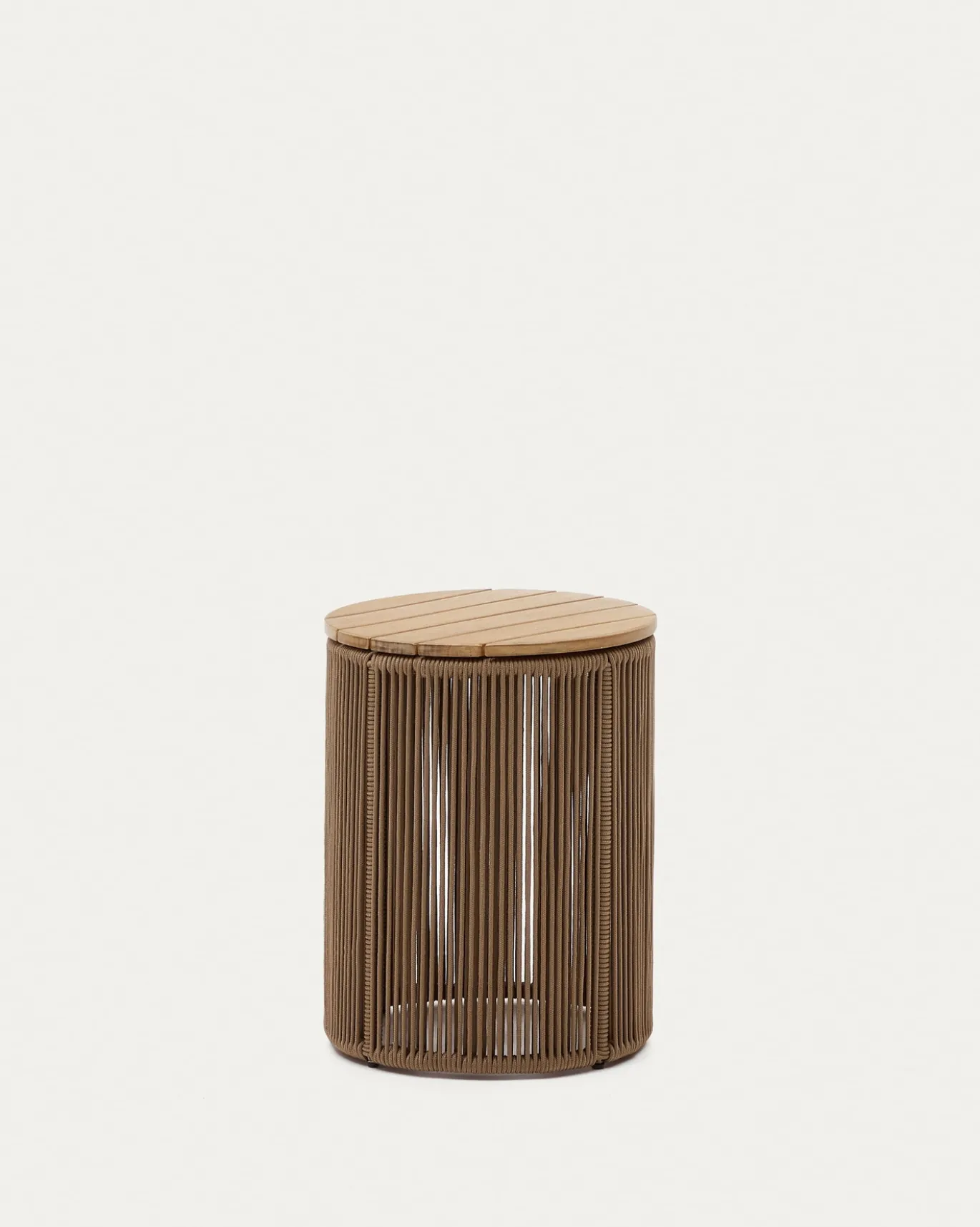 Kave Home Bijzettafel Dandara Staal Beige Touw Ø40cm