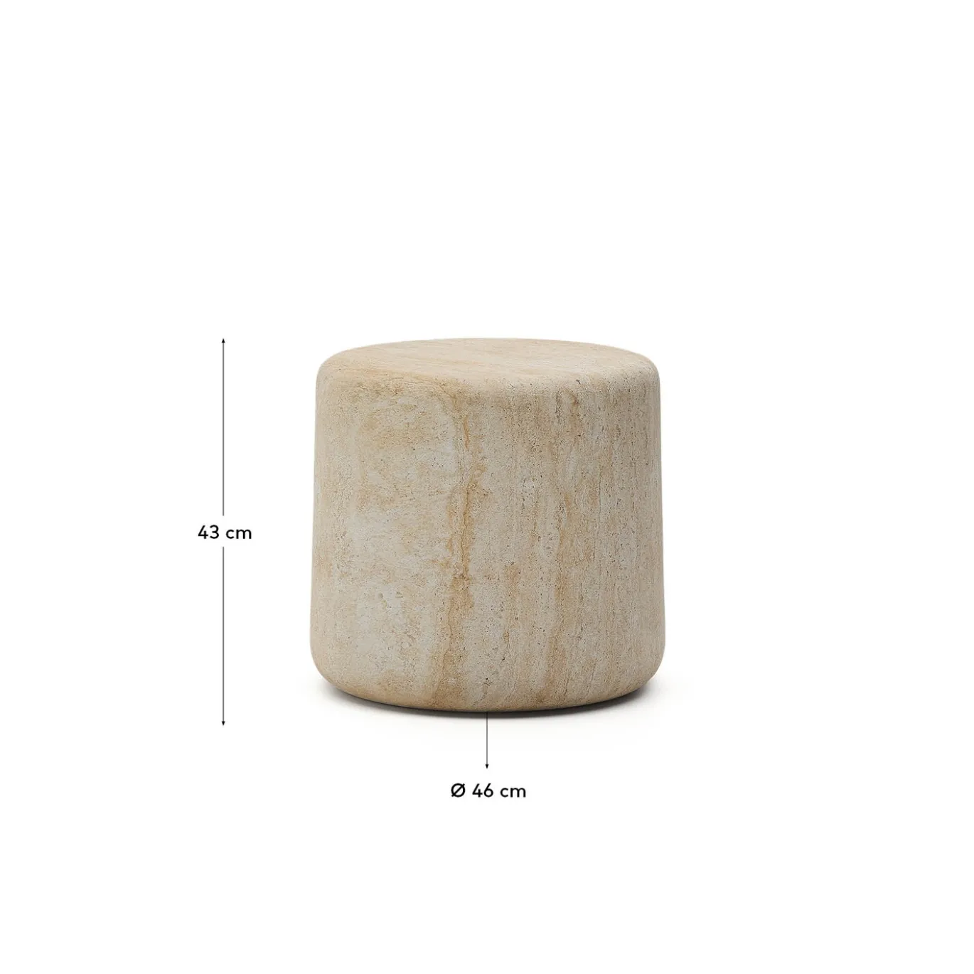 Kave Home Bijzettafel Drasi Outdoor Travertinlook Ø46cm