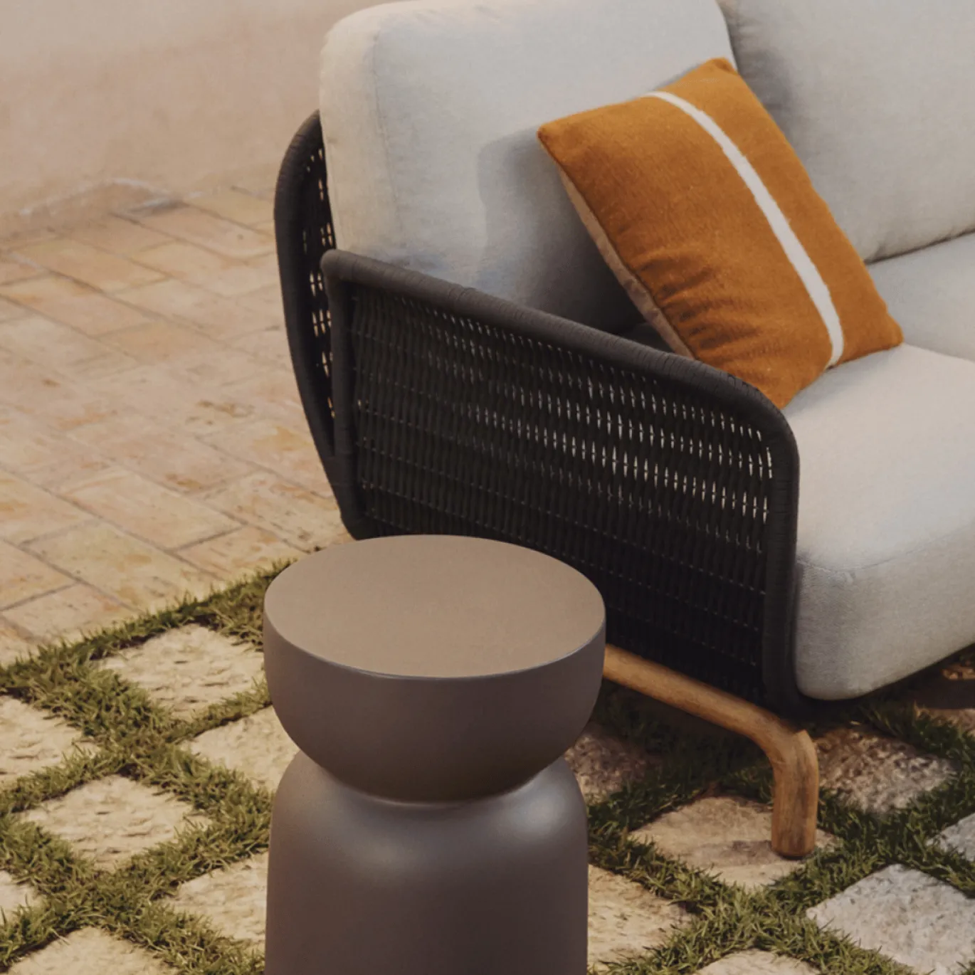 Kave Home Bijzettafel Garbet Cement Bruin Ø32cm