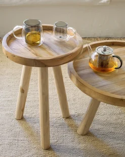 Kave Home Bijzettafel Glenda Massief Teakhout Ø35cm