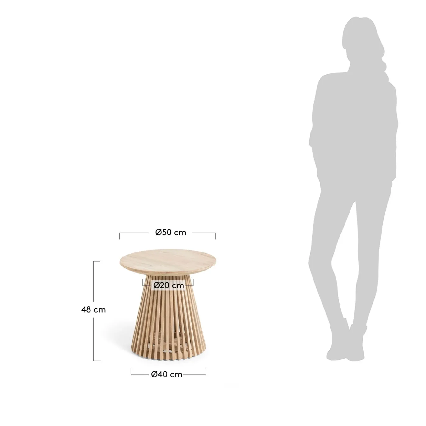 Kave Home Bijzettafel Jeanette Teak Ø50cm