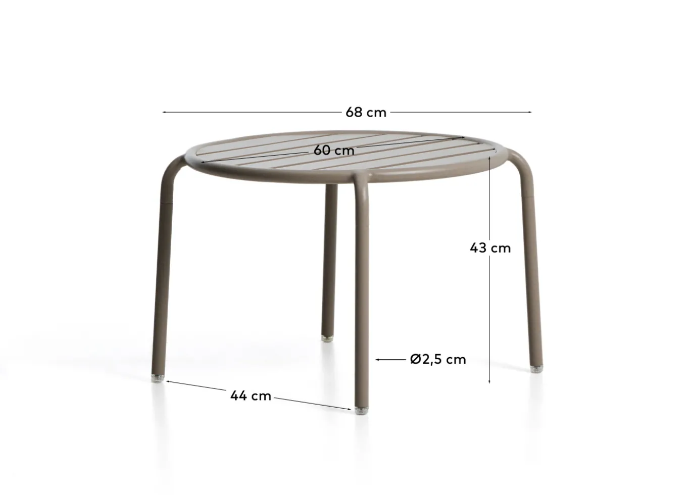 Kave Home Bijzettafel Joncols Outdoor Aluminium Taupe Ø60cm