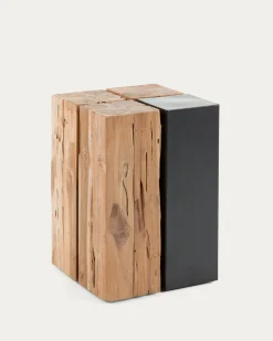 Kave Home Bijzettafel Kwango Massief Teakhout en Metaal 29x29cm