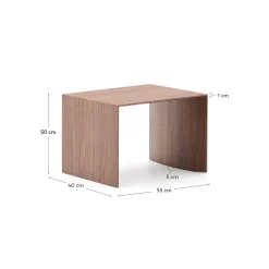 Kave Home Bijzettafel Litto Natuurlijk Afgewerkt Walnootfineer 55x40cm