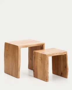 Kave Home Bijzettafel Lomiri Set Van 2 Acaciahout Naturel 50x42cm/34x42cm