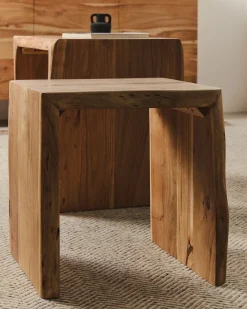 Kave Home Bijzettafel Lomiri Set Van 2 Acaciahout Naturel 50x42cm/34x42cm