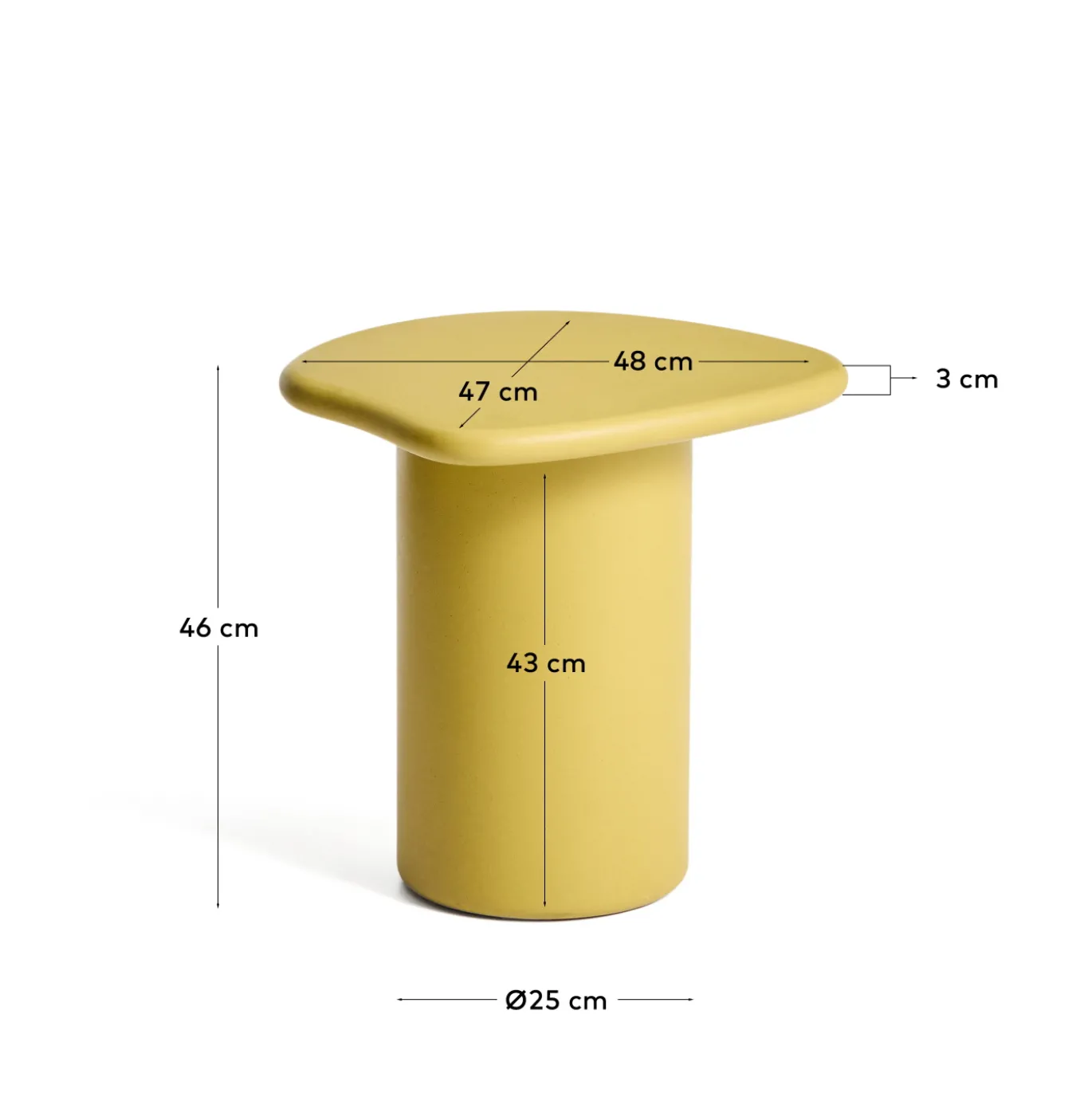 Kave Home Bijzettafel Macarella Cement Geel 48x47cm