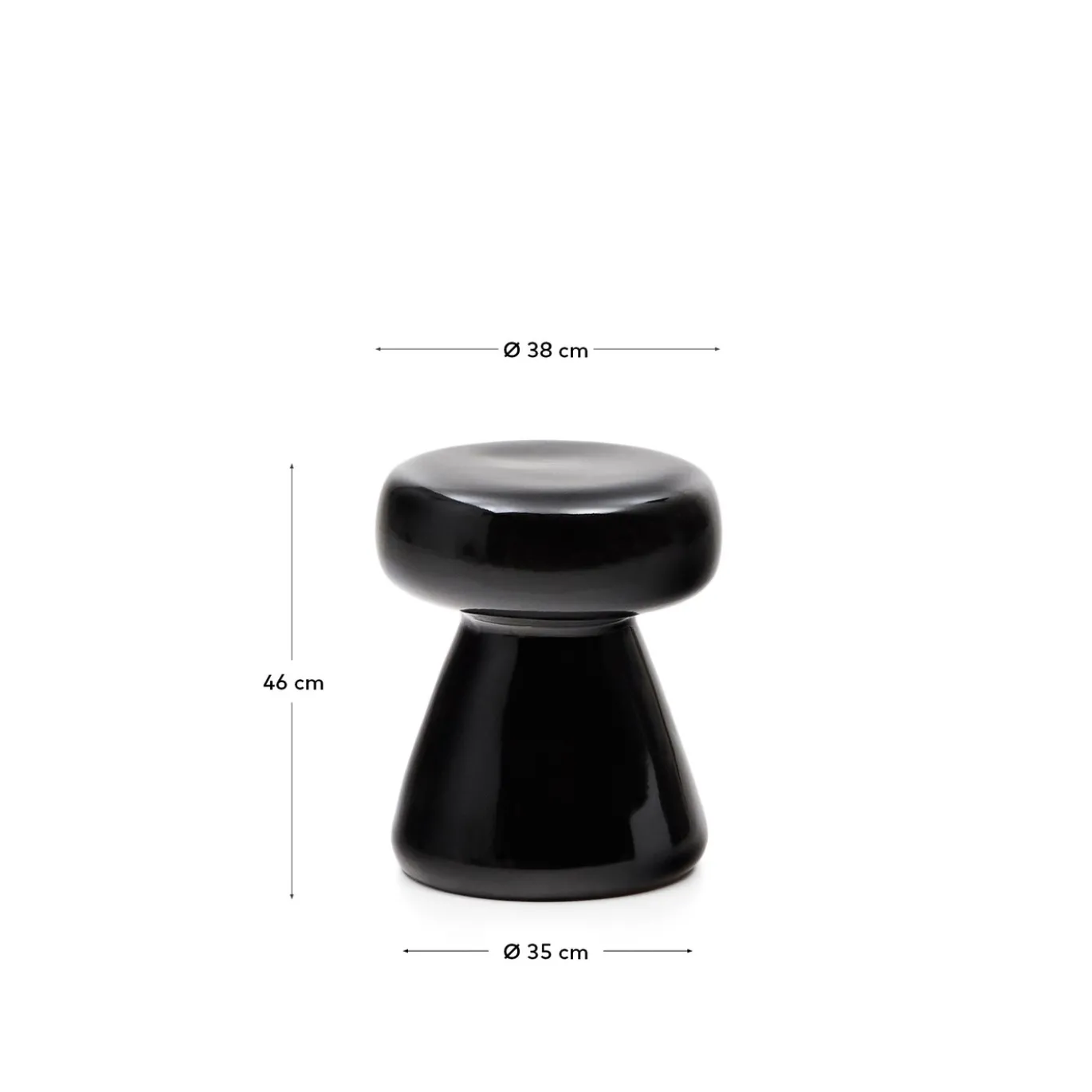 Kave Home Bijzettafel Manya Zwart Keramiek Ø38cm