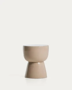 Kave Home Bijzettafel Mesquida Outdoor Keramiek Beige Ø35cm