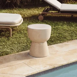 Kave Home Bijzettafel Mesquida Outdoor Keramiek Beige Ø35cm