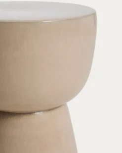 Kave Home Bijzettafel Mesquida Outdoor Keramiek Beige Ø35cm