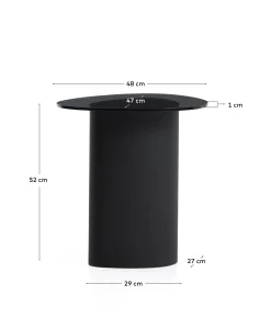 Kave Home Bijzettafel Olir Glas Metaal Zwart 48cm