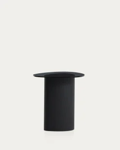 Kave Home Bijzettafel Olir Glas Metaal Zwart 48cm