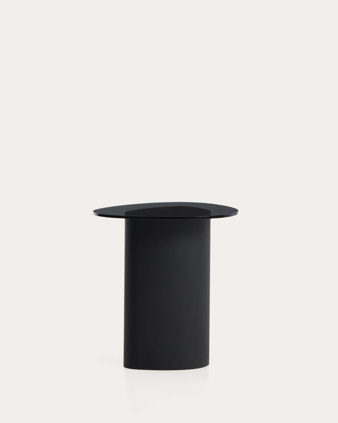 Kave Home Bijzettafel Olir Glas Metaal Zwart 48cm