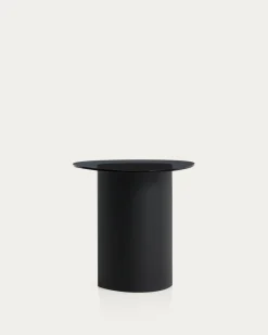 Kave Home Bijzettafel Olir Glas Metaal Zwart 48cm