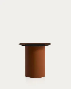 Kave Home Bijzettafel Olir Glas Metaal Bruin 48cm