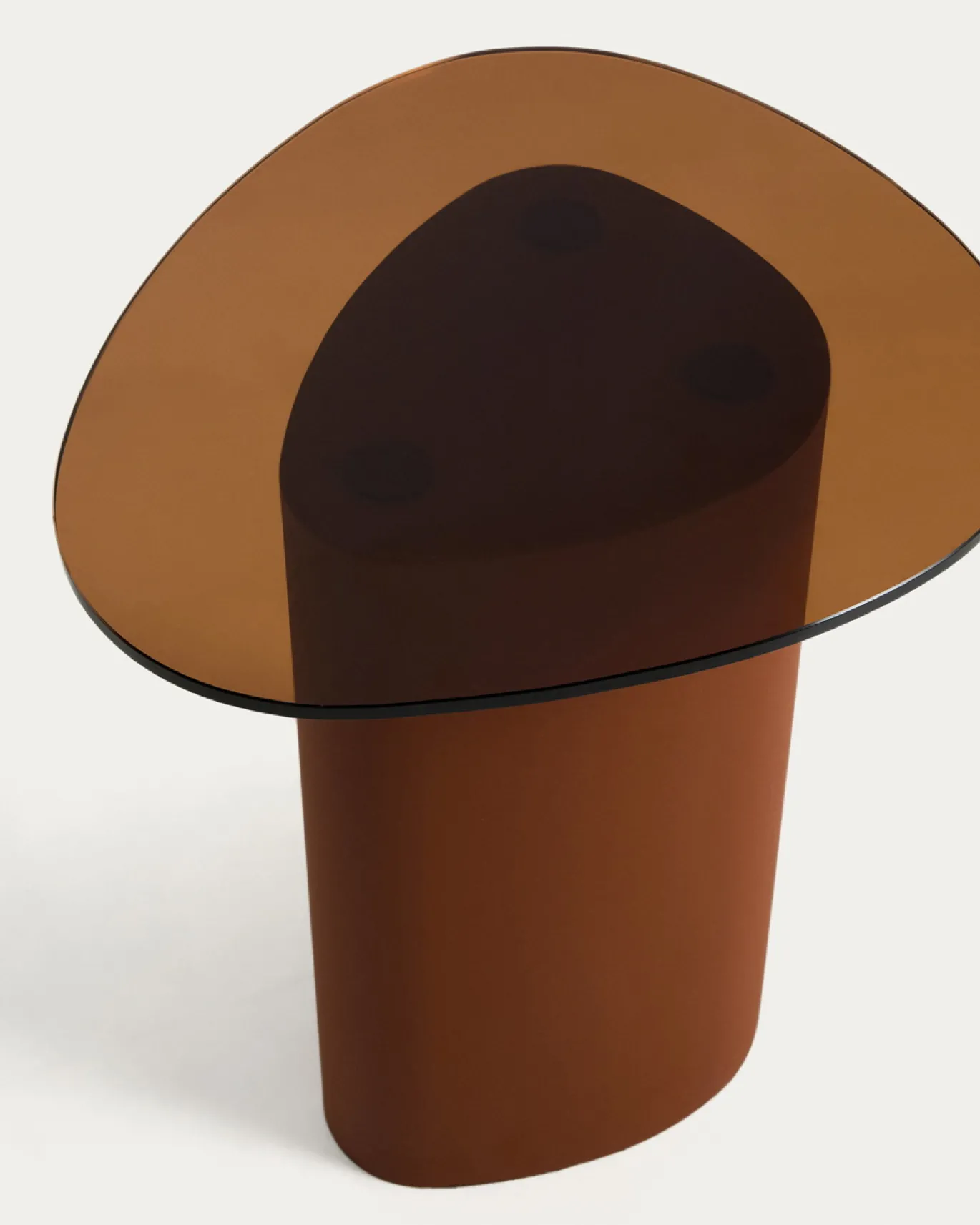 Kave Home Bijzettafel Olir Glas Metaal Bruin 48cm
