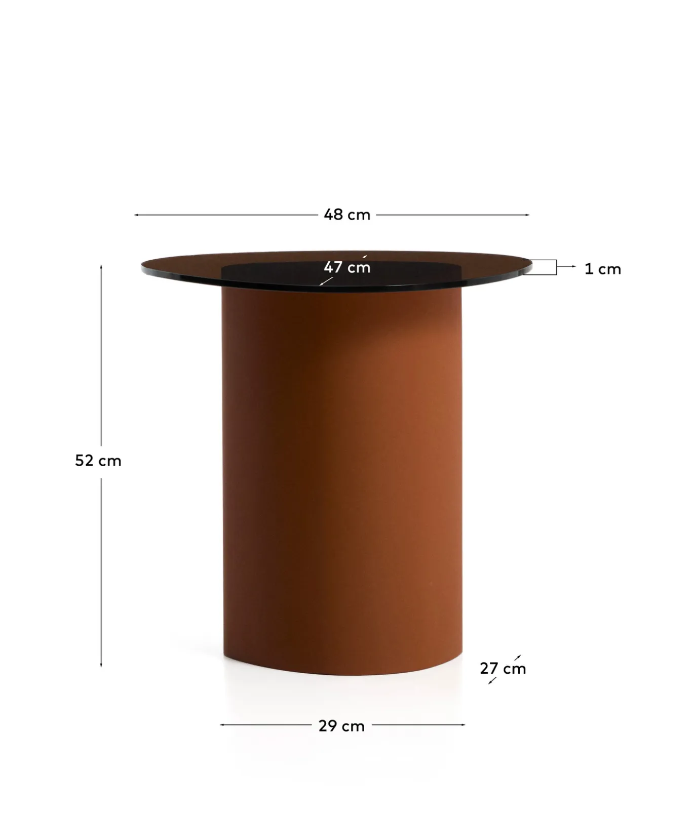 Kave Home Bijzettafel Olir Glas Metaal Bruin 48cm