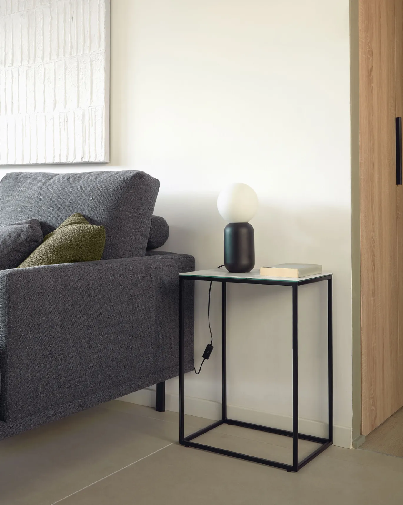 Kave Home Bijzettafel Rewena Kalos Blanco 45x30cm