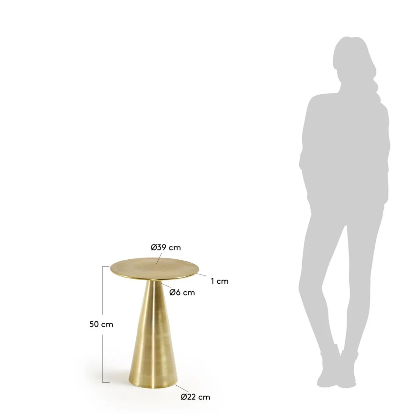 Kave Home Bijzettafel Rhet Goud Ø39cm