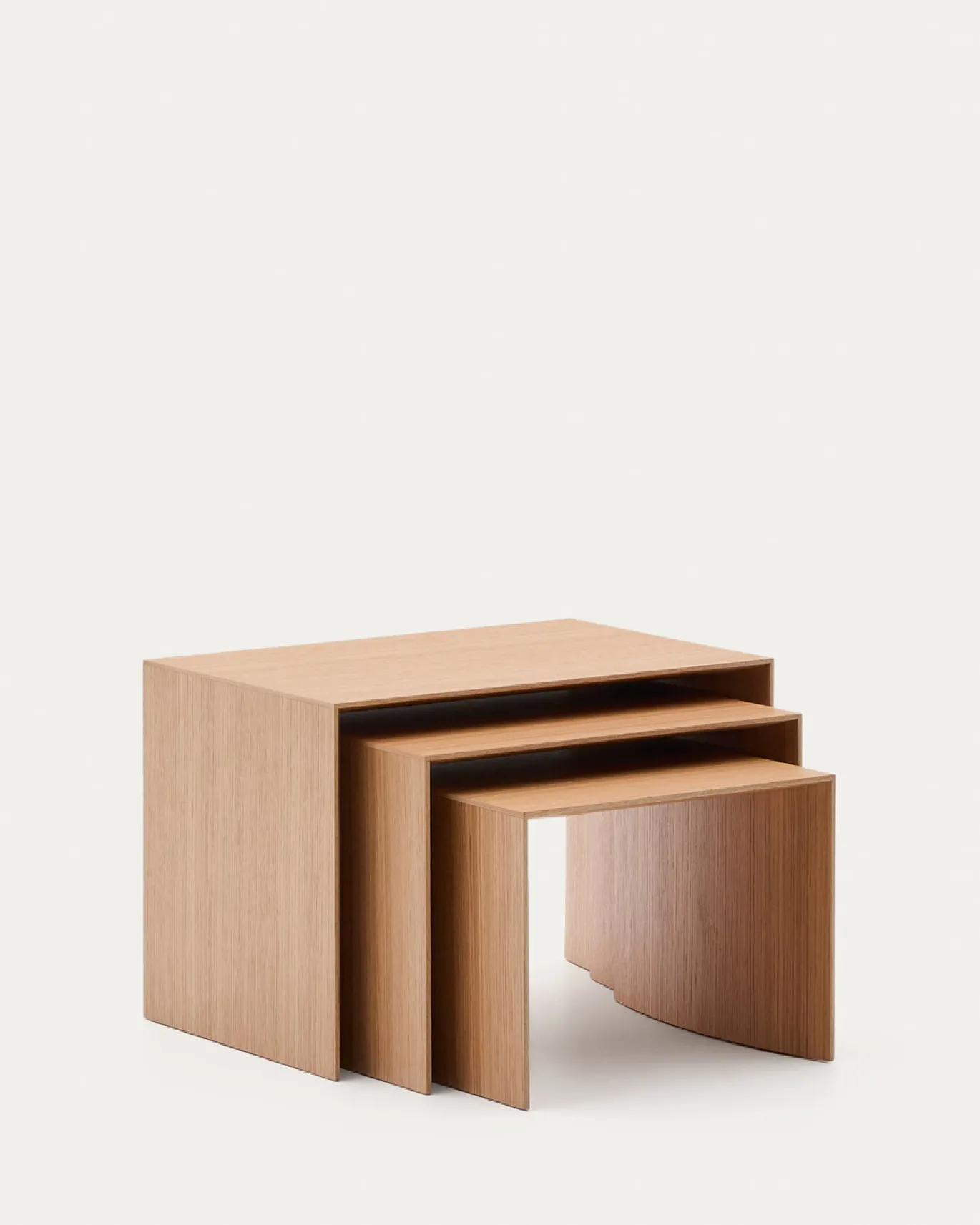 Kave Home Bijzettafels Litto Set Van 3 Eikenfineer 60x40/51x36/42x31cm