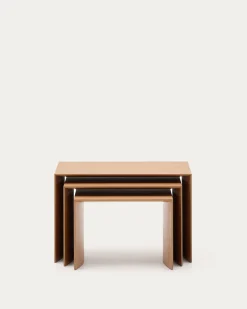 Kave Home Bijzettafels Litto Set Van 3 Eikenfineer 60x40/51x36/42x31cm