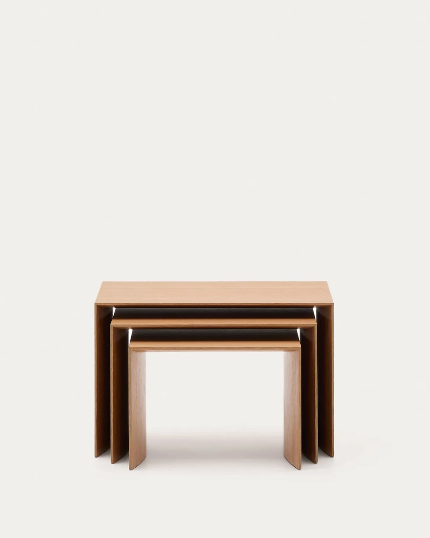 Kave Home Bijzettafels Litto Set Van 3 Eikenfineer 60x40/51x36/42x31cm