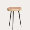 Kave Home Bijzettafel Tanive Acaciahout Naturel En Zwart Stalen Poten Ø35cm