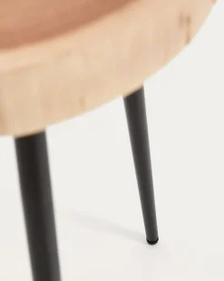 Kave Home Bijzettafel Tanive Acaciahout Naturel En Zwart Stalen Poten Ø35cm